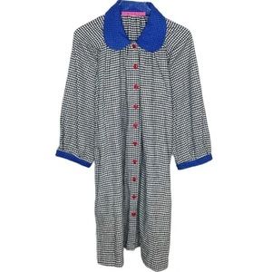 BURU • Peter Pan collar black/white gingham button front mini dress size Small